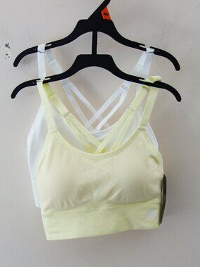 New Balance 2-Pack Seamless Strappy back Sports Bras Yellow White (M) NWT